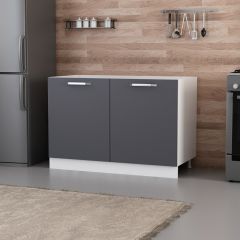 Minar Mutfak Alt Modül 2K 120Cm Evye Dolap Beyaz/Antrasit - A1
