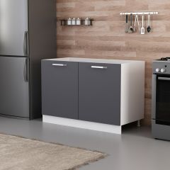 Minar Mutfak Alt Modül 2K 120Cm Evye Dolap Beyaz/Antrasit - A1