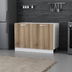 Minar Mutfak Alt Modül 2K 120Cm Evye Dolap Beyaz/Dore - D1