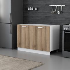 Minar Mutfak Alt Modül 2K 120Cm Evye Dolap Beyaz/Dore - D1