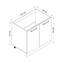 Minar Mutfak Alt Modül 2K 120Cm Evye Dolap Beyaz/Dore - D1