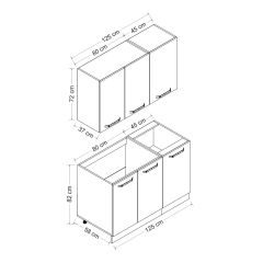 Minar 125 Cm Mutfak Dolabı Beyaz 125-B1