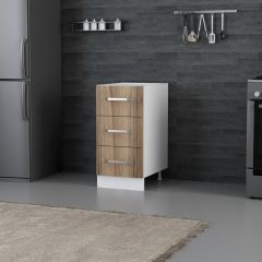 Minar Mutfak Alt Modül 3Ç Nray 40Cm Dolap Beyaz/Dore - D1