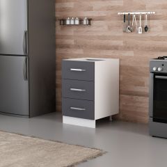 Minar Mutfak Alt Modül 3Ç Nray 50Cm Dolap Beyaz/Antrasit - A1