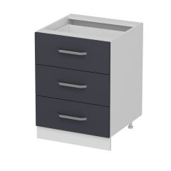 Minar Mutfak Alt Modül 3Ç Nray 60Cm Dolap Beyaz/Antrasit - A1