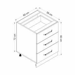 Minar Mutfak Alt Modül 3Ç Nray 60Cm Dolap Beyaz/Antrasit - A1