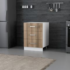 Minar Mutfak Alt Modül 3Ç Nray 60Cm Dolap Beyaz/Dore - D1
