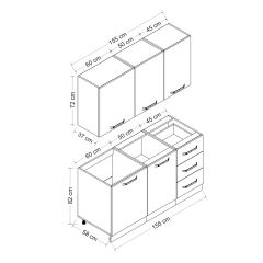 Minar 155 Cm Mutfak Dolabı Beyaz Antrasit 155-A1
