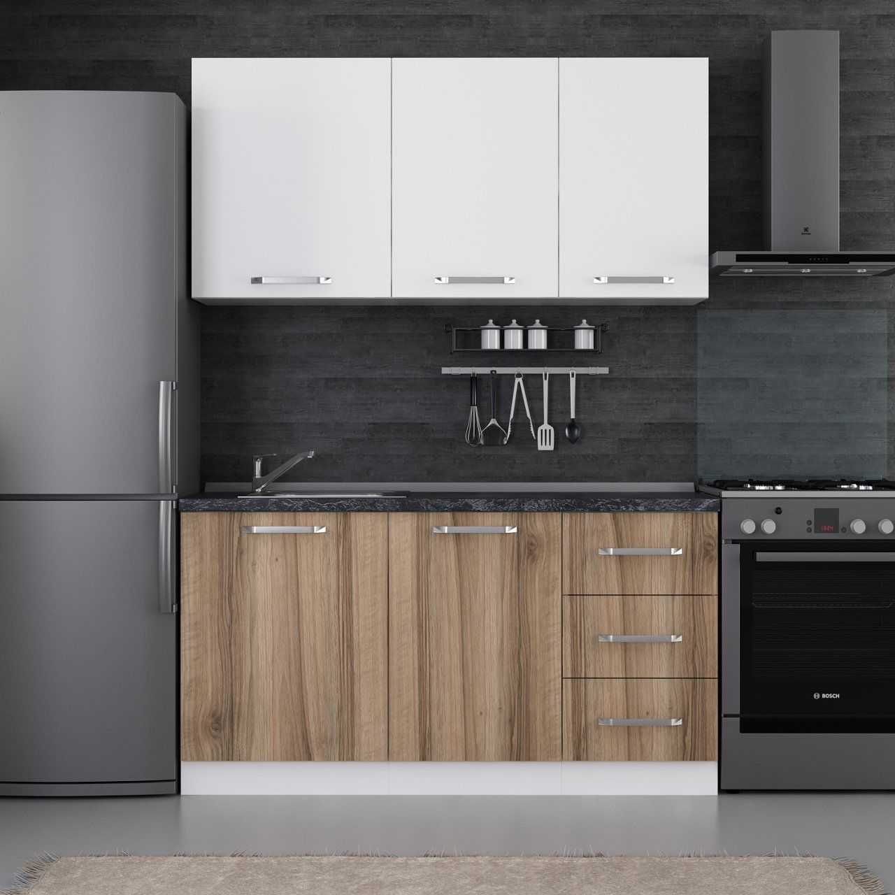 Minar 155 Cm Mutfak Dolabı Beyaz Dore 155-D1