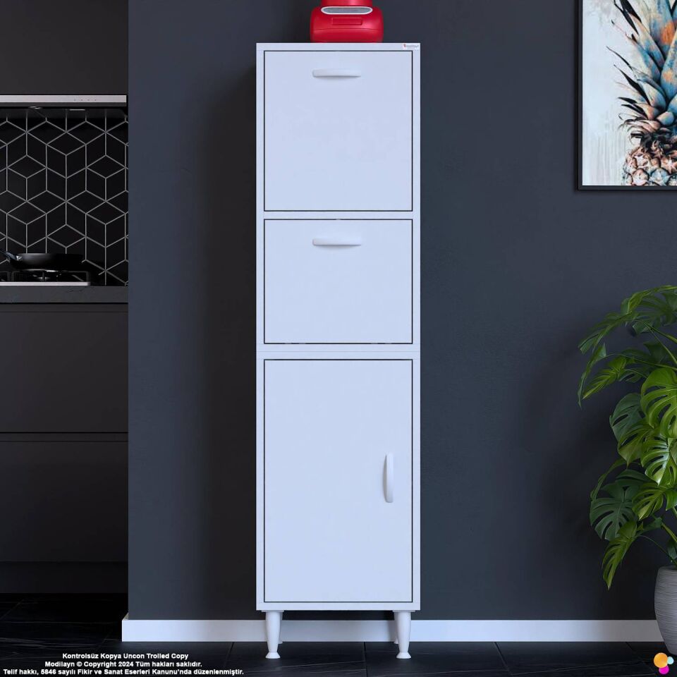 Vento 50 cm Çok Amaçlı Mutfak Kiler Dolabı Üst Kapaklı Banyo Ayakkabılık Boy Mutfak Dolabı 50x150x32