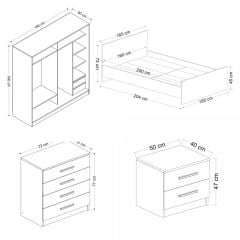 Kale Yatak Odası Set 45 Beyaz Antrasit