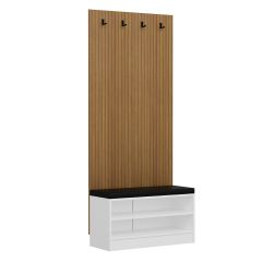 Minar Kale Dekor Panel Ayakkabılık Minderli Beyaz Antrasit