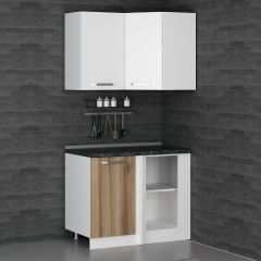 Minar 105Cm Köşe Mutfak Dolabı - Beyaz/Dore K105-D1
