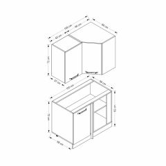 Minar 105Cm Köşe Mutfak Dolabı - Beyaz/Dore K105-D1