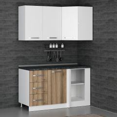 Minar 145Cm Köşe Mutfak Dolabı - Beyaz/Dore K145-D2
