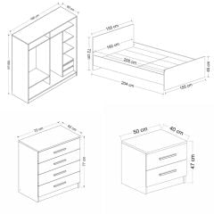 Kale Yatak Odası Set 58 Beyaz Antrasit