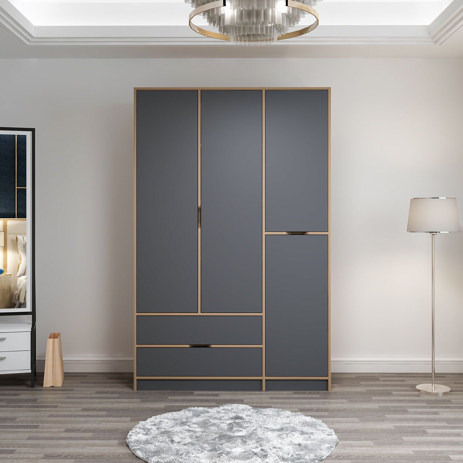 Elina 3 Kapaklı Dolap - Dore/Antrasit