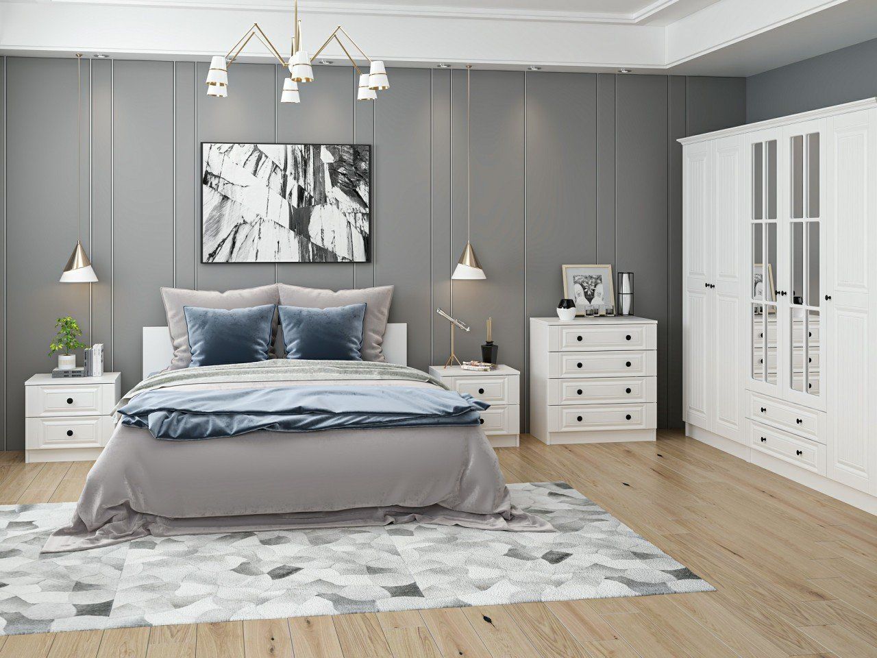 Kale Yatak Odası Set 69 Beyaz Mebran