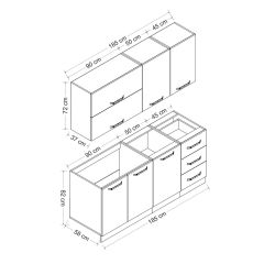 Minar 185 Cm Mutfak Dolabı Beyaz Antrasit 185-A2