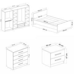 Kale Yatak Odası Set 70 Beyaz Mebran
