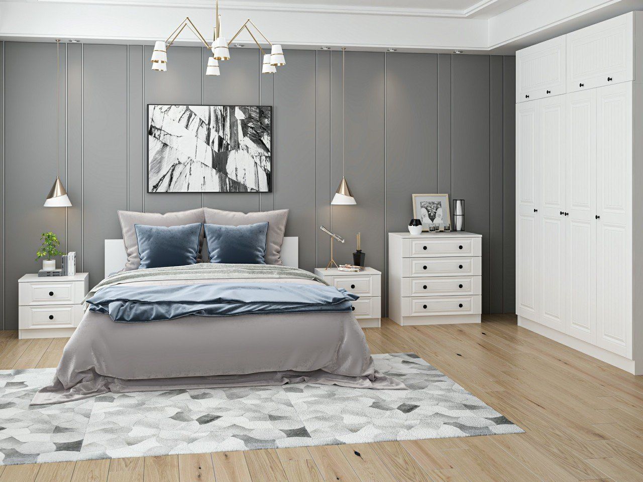 Kale Yatak Odası Set 74 Beyaz Mebran