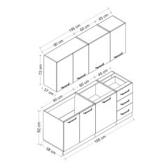 Minar 195 Cm Mutfak Dolabı Beyaz Antrasit 195-A1
