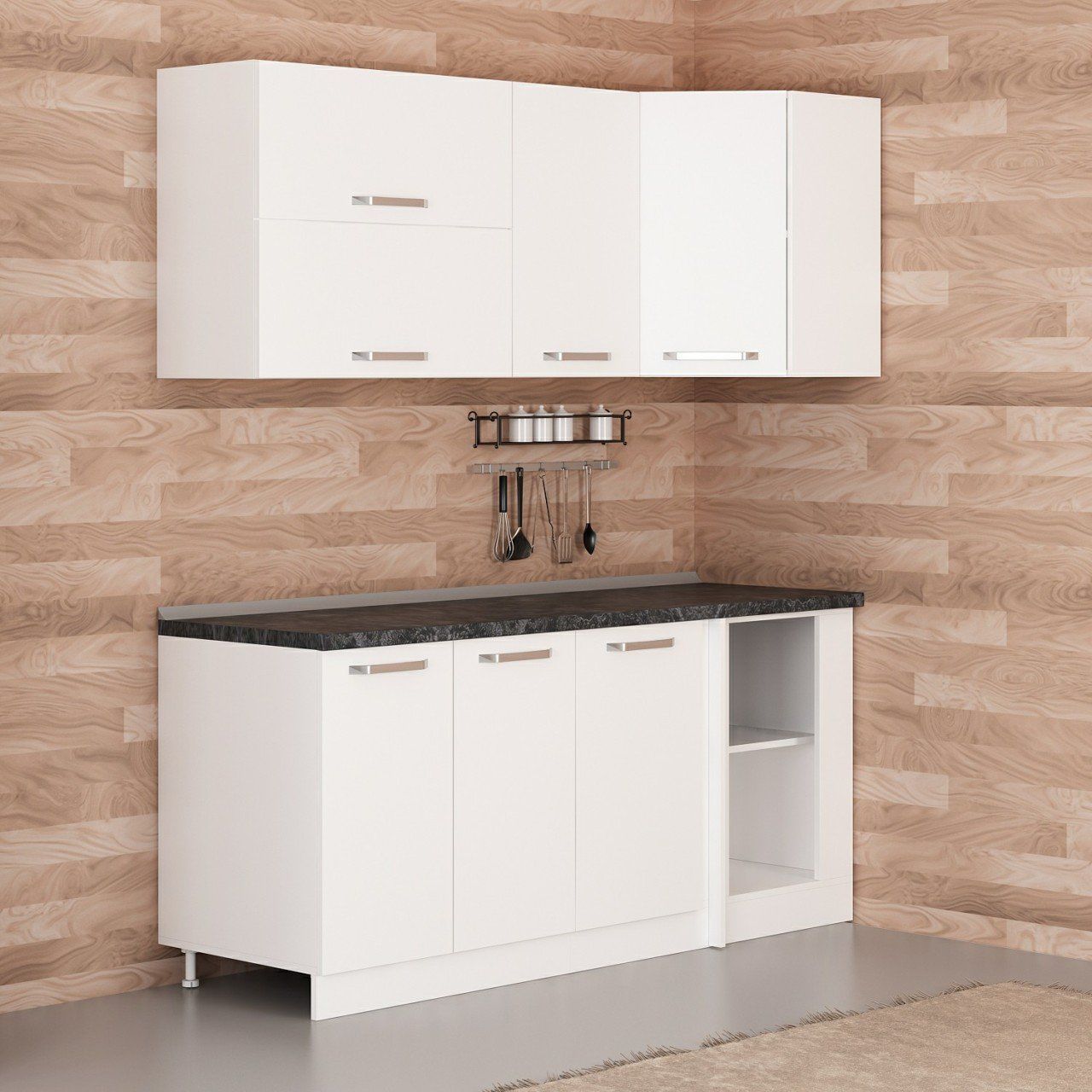 Minar 185Cm Köşe Mutfak Dolabı - Beyaz K185-B3