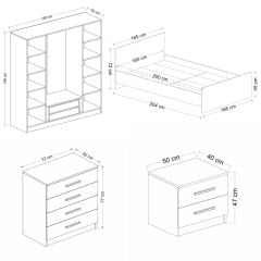 Kale Yatak Odası Set 83 Beyaz Cam Kapak