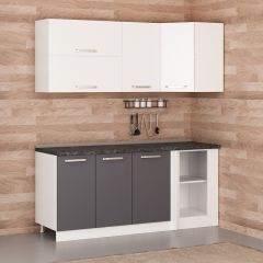 Minar 185Cm Köşe Mutfak Dolabı - Beyaz/Antrasit K185-A3