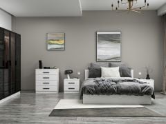 Kale Yatak Odası Set 86 Beyaz Cam Kapak