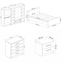 Kale Yatak Odası Set 88 Beyaz Cam Kapak