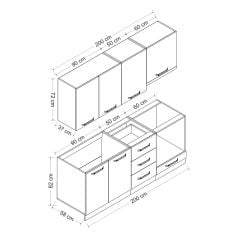 Minar 200 Cm Mutfak Dolabı Beyaz 200-B5