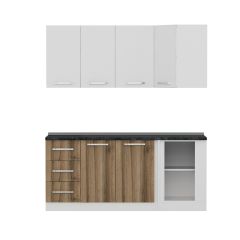 Minar 185Cm Köşe Mutfak Dolabı - Beyaz/Dore K185-D4