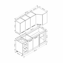 Minar 185Cm Köşe Mutfak Dolabı - Beyaz/Dore K185-D4