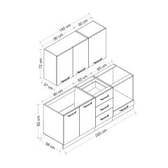 Minar 200 Cm Mutfak Dolabı Beyaz Antrasit 200-A3