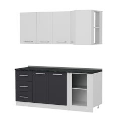 Minar 190Cm Köşe Mutfak Dolabı - Beyaz/Antrasit K190-A2