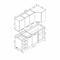 Minar 190Cm Köşe Mutfak Dolabı - Beyaz/Antrasit K190-A2