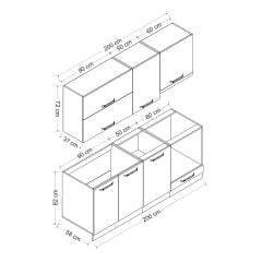 Minar 200 Cm Mutfak Dolabı Beyaz Antrasit 200-A8