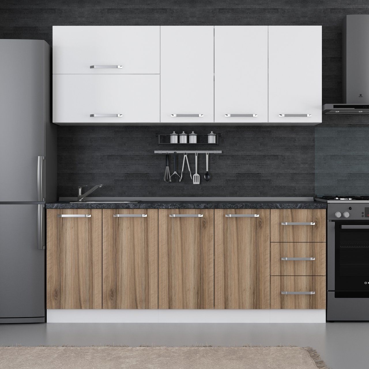 Minar 200 Cm Mutfak Dolabı Beyaz Dore 200-D1