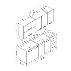 Minar 200 Cm Mutfak Dolabı Beyaz Dore 200-D1