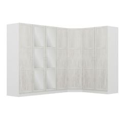 Kale 7 Country Kapaklı Aynalı 2Ç Köşe Dolap -  Eskitme Beyaz