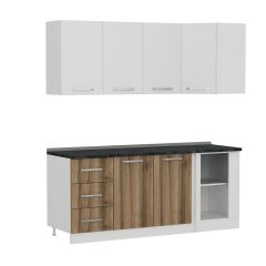 Minar 195Cm Köşe Mutfak Dolabı - Beyaz/Dore K195-D4