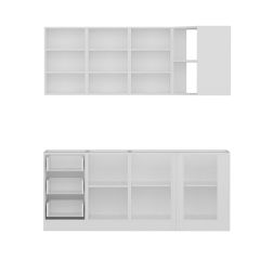 Minar 195Cm Köşe Mutfak Dolabı - Beyaz/Dore K195-D4