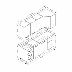 Minar 195Cm Köşe Mutfak Dolabı - Beyaz/Dore K195-D4