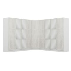 Kale 9 Country Kapaklı Aynalı 4Ç Köşe Dolap -  Eskitme Beyaz