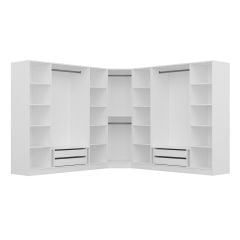 Kale 9 Country Kapaklı Aynalı 4Ç Köşe Dolap -  Eskitme Beyaz