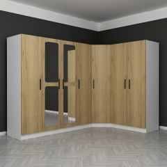 Kale 7 Kapaklı Aynalı 2Ç Köşe Dolap - Dore