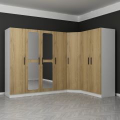 Kale 7 Kapaklı Aynalı 2Ç Köşe Dolap - Dore