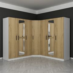 Kale 7 Kapaklı Aynalı 4Ç Köşe Dolap - Dore