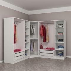 Kale 7 Kapaklı Aynalı 4Ç Köşe Dolap - Dore